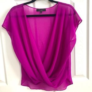 Sanctuary Sheer Cross Over Short Sleeve Top Small